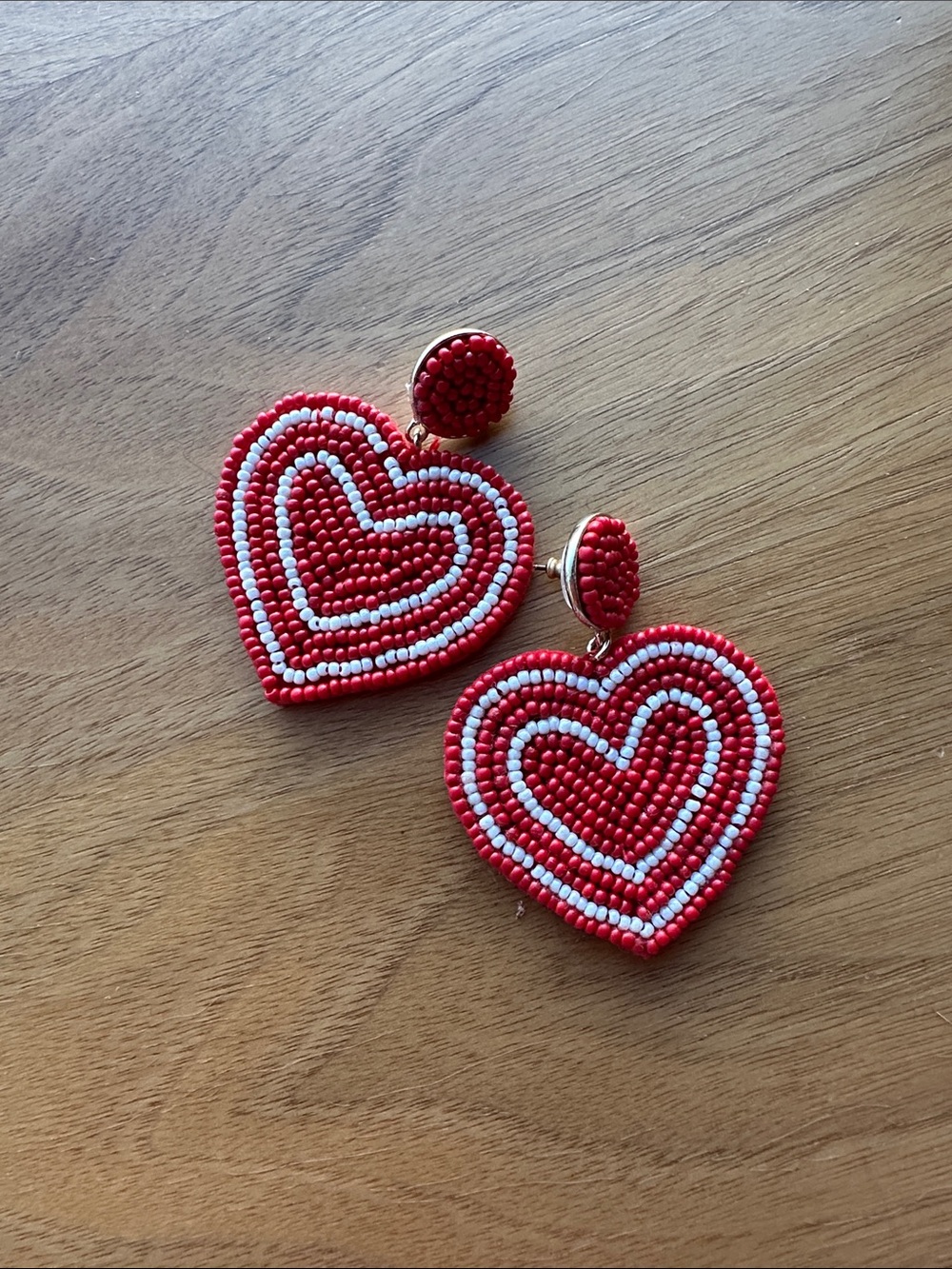 Red Beaded Heart Drop Earrings, JCrew - Women Jewelry